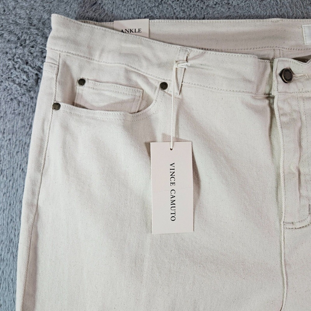 $109 NWT Vince Camuto Jeans Women 24 W Ankle Stretch Beige Raw Hem - Picture 2 of 13